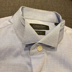 Calvin Klein Collection powder blue tuxedo shirt